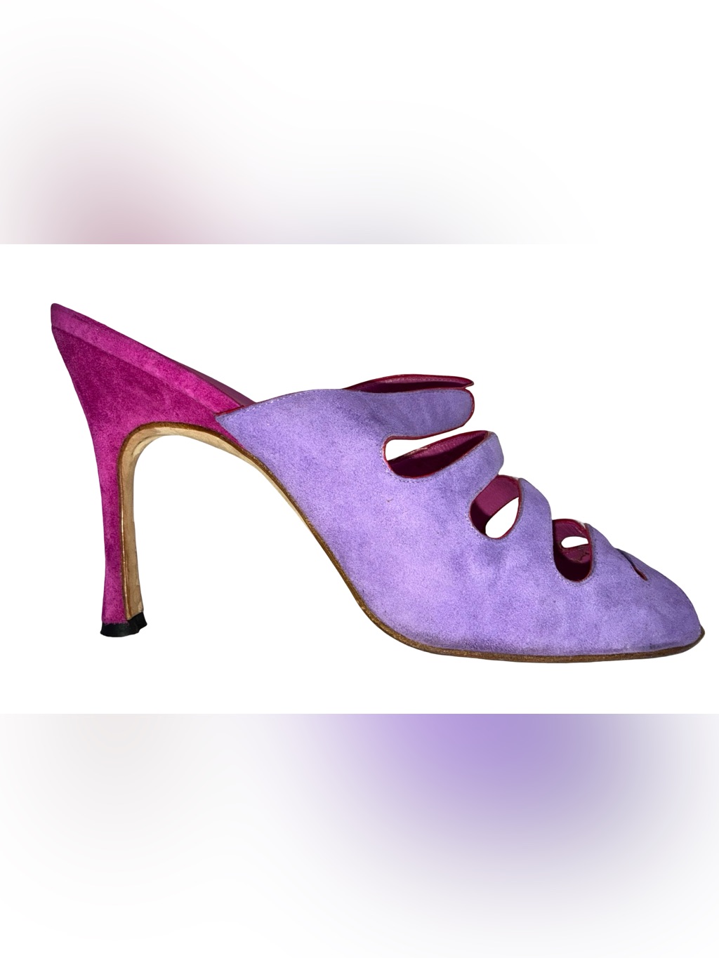 Manolo Blahnik Multi-Strap Suede Mule Sandals